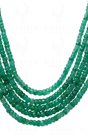 5 Row Necklace Of Emerald Gemstone Faceted Bead Necklace NP-1010
