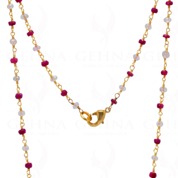 Garnet Aquamarine Bead Chain In .925 Sterling Silver CS-1010