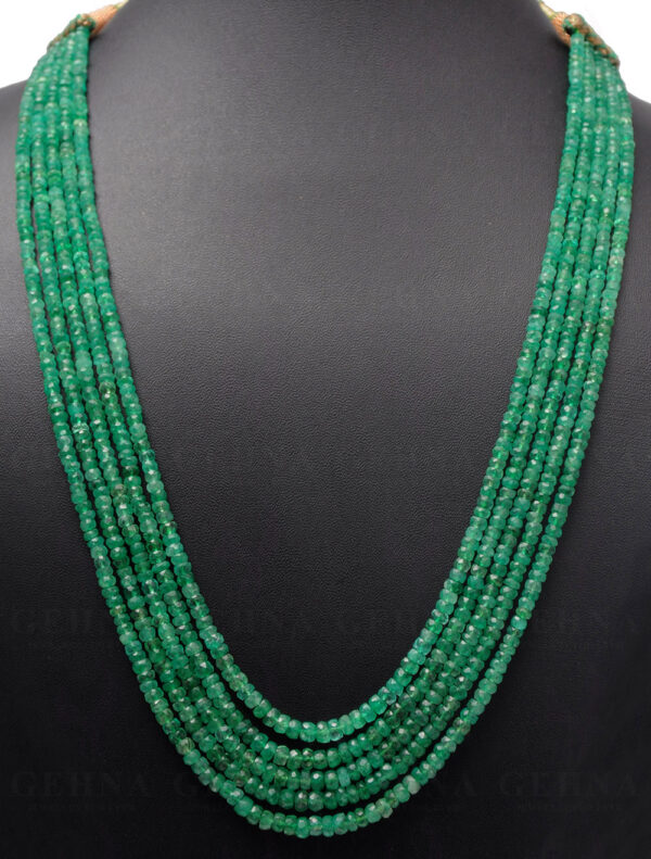 5 Row Necklace Of Emerald Gemstone Faceted Bead Necklace NP-1010