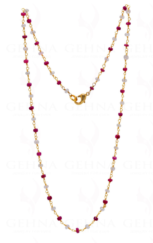 Garnet Aquamarine Bead Chain In .925 Sterling Silver CS-1010