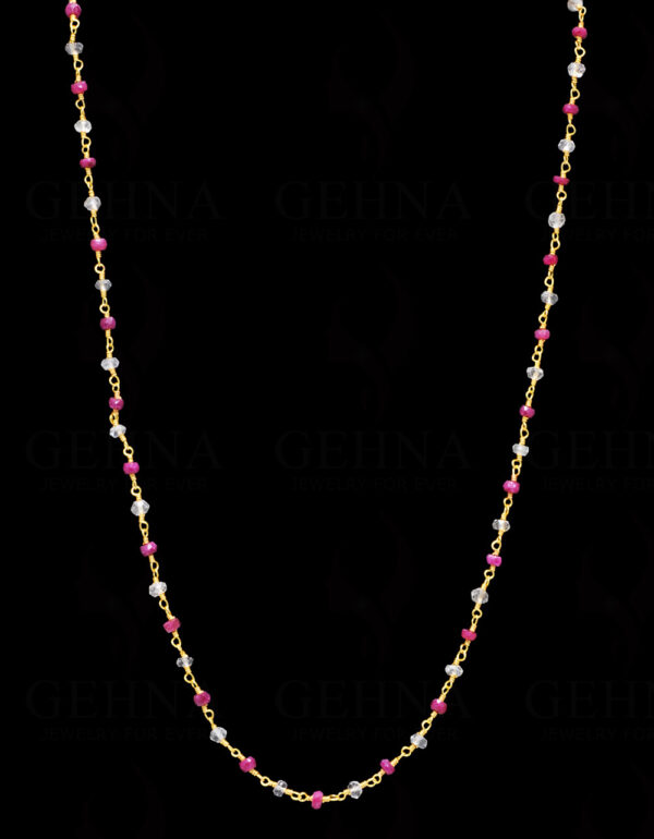 Garnet Aquamarine Bead Chain In .925 Sterling Silver CS-1010