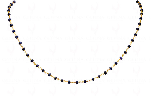 African Mine'S Blue Sapphire Plain Bead Chain - Linked In .925 Silver CP-1011