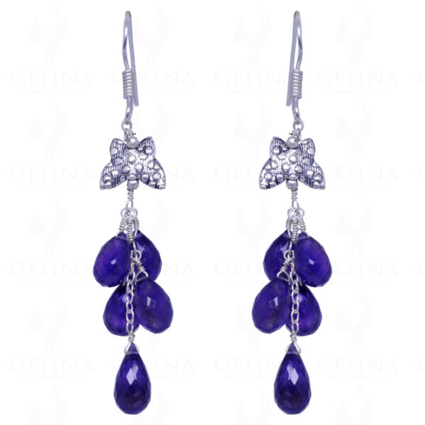 Amethyst Gemstone Faceted Drops Earrings Made In .925 Sterling Silver ES-1011