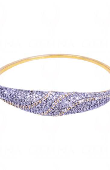 Stylish Cubic Zirconia Studded Gold Plated Bracelet FB-1011