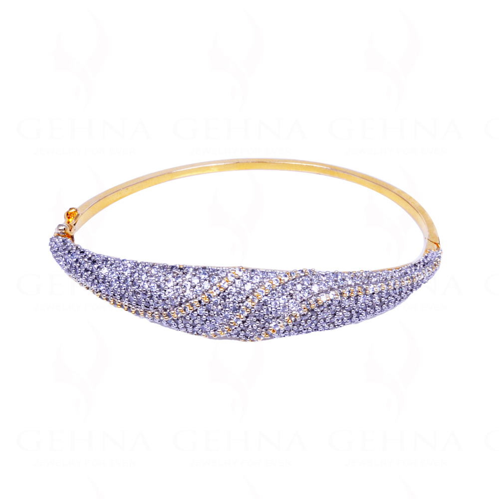 Stylish Cubic Zirconia Studded Gold Plated Bracelet FB-1011