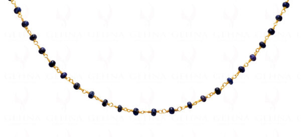 African Mine'S Blue Sapphire Plain Bead Chain - Linked In .925 Silver CP-1011