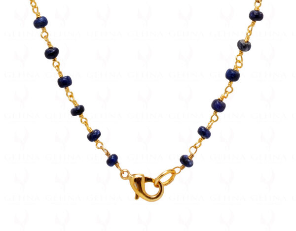 African Mine'S Blue Sapphire Plain Bead Chain - Linked In .925 Silver CP-1011