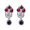 Pearl Ruby & Blue Sapphire Gemstone Beads With Peacock Theme Pendant Set FN-1011
