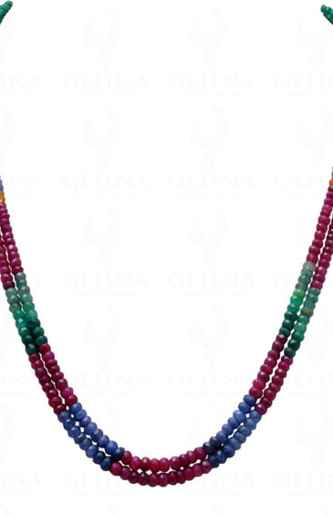 2 Row Necklace Of Multi Color Precious Gemstone Bead Necklace NP-1012