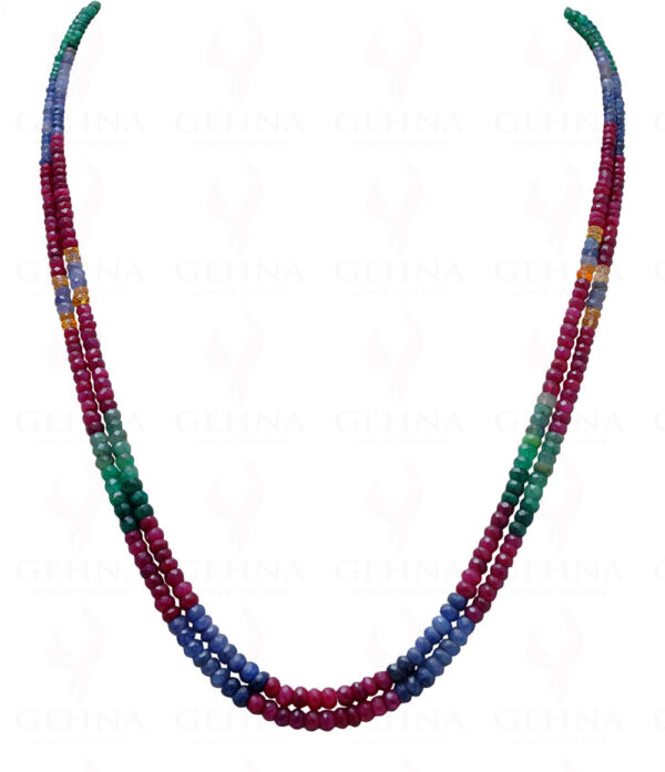 2 Row Necklace Of Multi Color Precious Gemstone Bead Necklace NP-1012