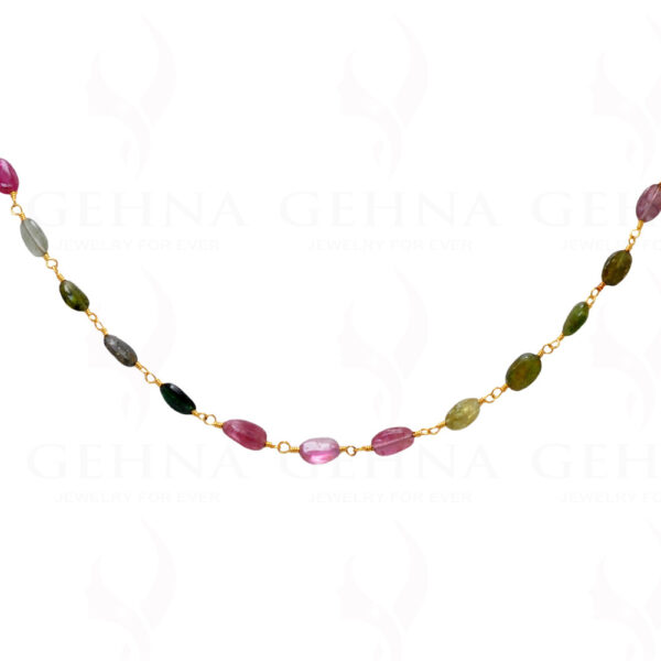 18" Multi Tourmaline Oval Bead Chain In .925 Sterling Silver CS-1012