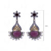 Simulated Diamond & Amethyst Studded Dangle Earrings FE-1012