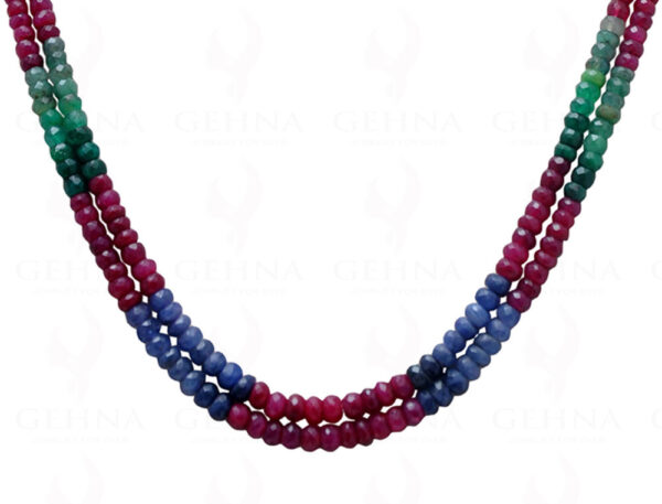 2 Row Necklace Of Multi Color Precious Gemstone Bead Necklace NP-1012