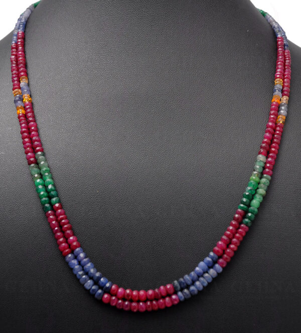 2 Row Necklace Of Multi Color Precious Gemstone Bead Necklace NP-1012