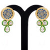 Blue Color Thewa Pendant & Earring Set Attached With Jade Color Beads FN-1012