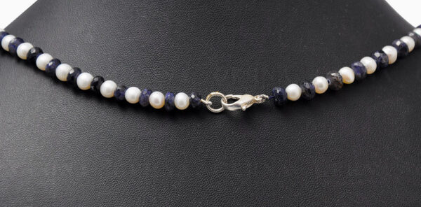 Pearl & Iolite Gemstone Faceted Bead Necklace NM-1012