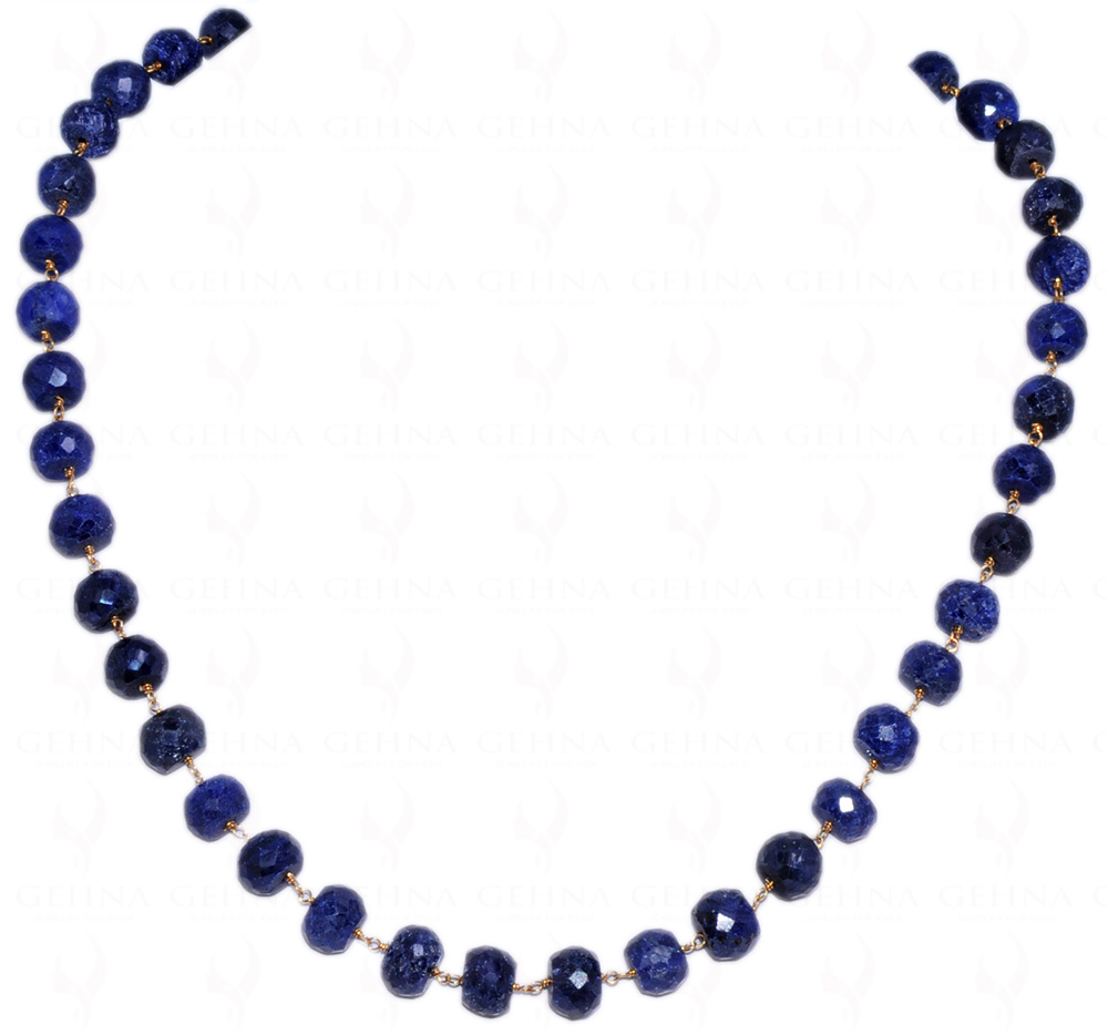African Mine'S Faceted Blue Sapphire Bead Chain - Linked In .925 Silver CP-1013