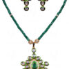 Emerald & White Topaz Studded Tradition Pendant With Emerald Bead Chain FN-1013