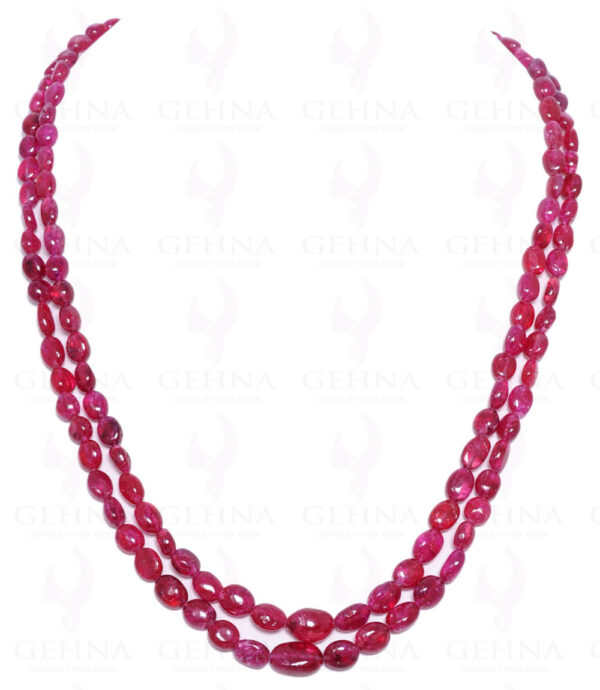 2 Rows of Gem Quality Pink Tourmaline Oval Shaped Bead Necklace NS-1013