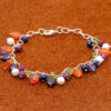 Pearl & Multi Color Percious & Semi-Precious Gemstone Bead Bracelet BS-1013