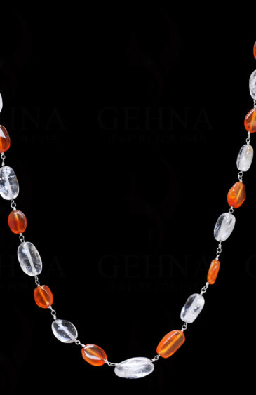 White Topaz Cornaline Bead  Chain In .925 Sterling Silver CS-1013