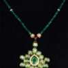 Emerald & White Topaz Studded Tradition Pendant With Emerald Bead Chain FN-1013