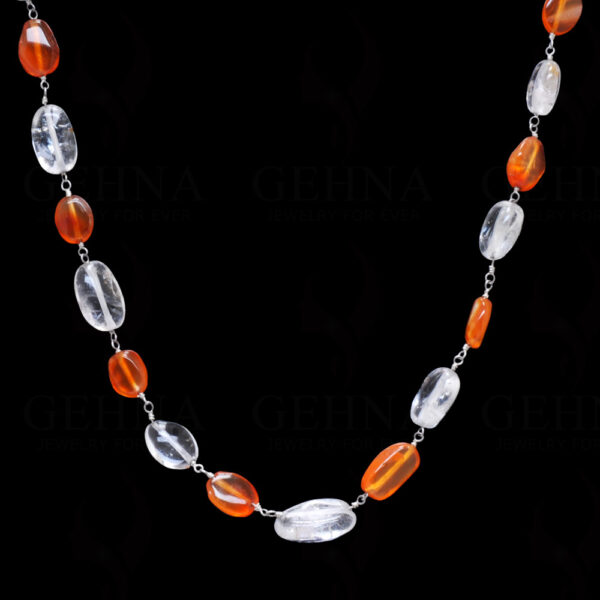 White Topaz Cornaline Bead  Chain In .925 Sterling Silver CS-1013