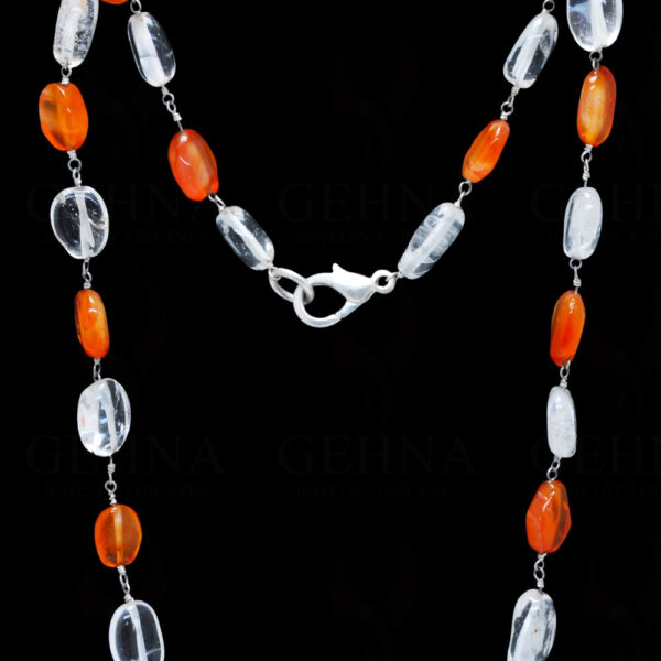 White Topaz Cornaline Bead  Chain In .925 Sterling Silver CS-1013