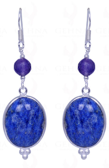 Lapis Lazuli & Amethyst Gemstone Earrings Made In .925 Solid Silver ES-1014