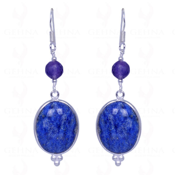 Lapis Lazuli & Amethyst Gemstone Earrings Made In .925 Solid Silver ES-1014