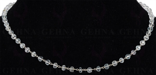 18" Aquamarine Faceted Bead Chain In .925 Sterling Silver CS-1014