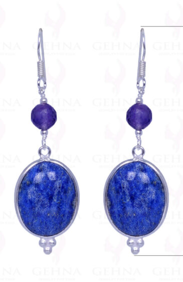 Lapis Lazuli & Amethyst Gemstone Earrings Made In .925 Solid Silver ES-1014