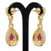 White Topaz Ruby & Emerald Studded Necklace & Earring Set FN-1014