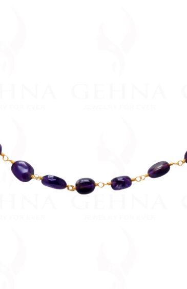 18″ Amethyst Gemstone Bead Chain In .925 Sterling Silver CS-1015