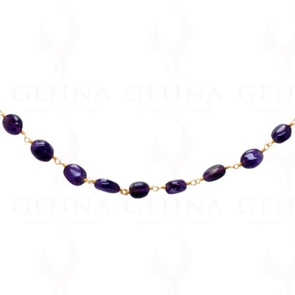 18" Amethyst Gemstone Bead Chain In .925 Sterling Silver CS-1015