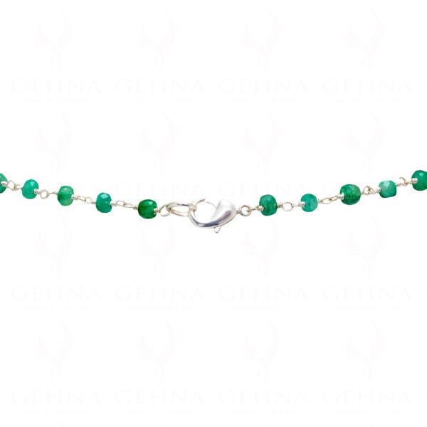 Emerald Gemstone Faceted Bead Chain Linked In .925 Silver Wire CP-1015