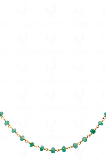 Emerald Gemstone Bead Chain Linked In 925 Silver – Yellow Polished  CP-1016