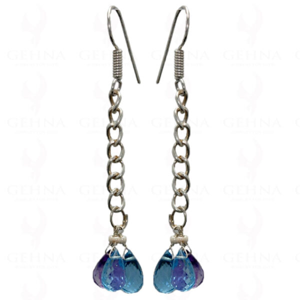 Amethyst & Blue Topaz Gemstone Earrings Made In .925 Solid Silver ES-1016