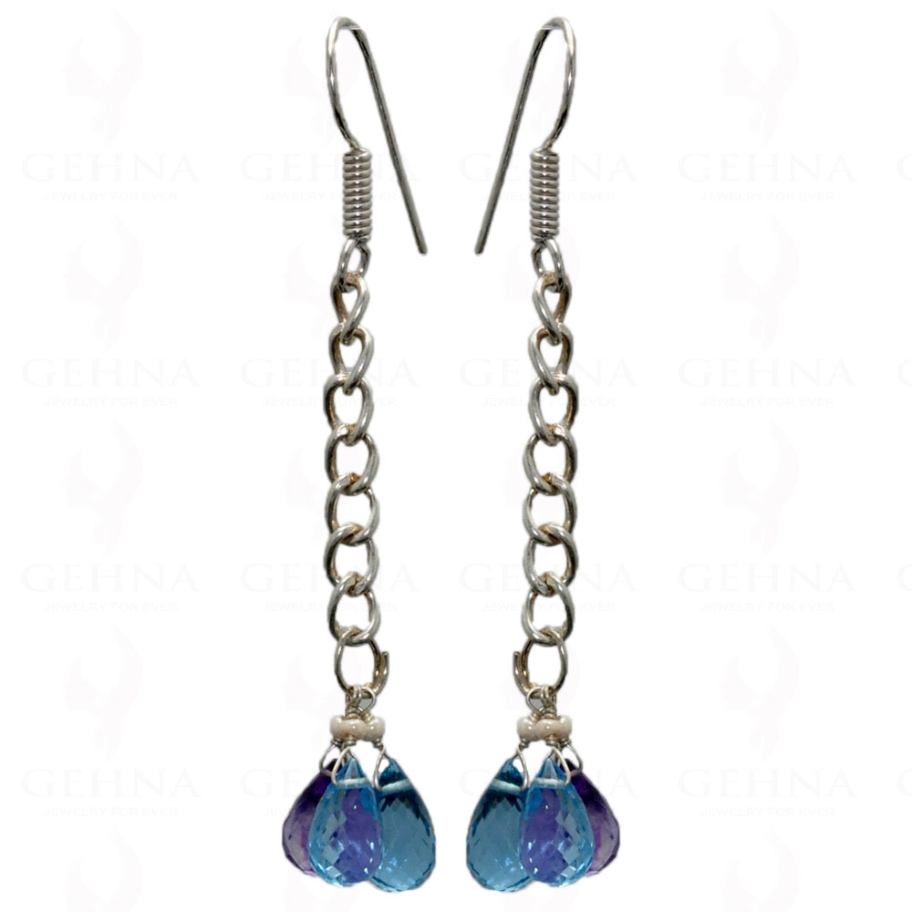 Amethyst & Blue Topaz Gemstone Earrings Made In .925 Solid Silver ES-1016
