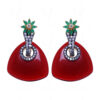 Onyx, Simulated Diamond & Emerald Studded Earrings FE-1016