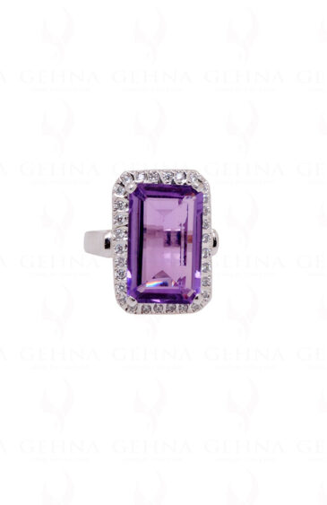 “Aaa” Quality Amethyst Gemstone Studded 925 Sterling Silver Cocktail Ring SR-1016