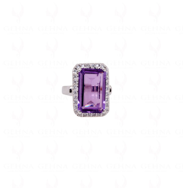 "Aaa" Quality Amethyst Gemstone Studded 925 Sterling Silver Cocktail Ring SR-1016