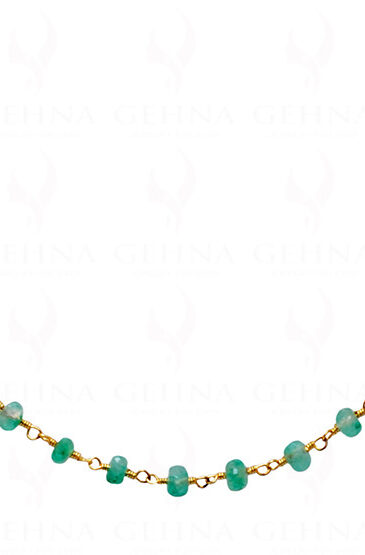 Emerald Gemstone Bead Chain Linked In 925 Silver – Yellow Polished  CP-1016