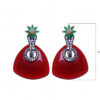 Onyx, Simulated Diamond & Emerald Studded Earrings FE-1016