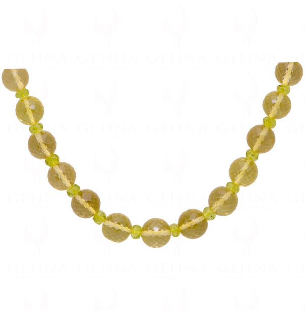 Lemon Topaz & Peridot Gemstone Round Faceted Bead Necklace NS-1016