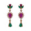 Pearl, Ruby & Emerald Color Stone Studded Necklace & Earring Set FN-1016