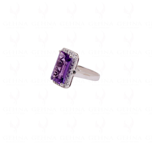 "Aaa" Quality Amethyst Gemstone Studded 925 Sterling Silver Cocktail Ring SR-1016