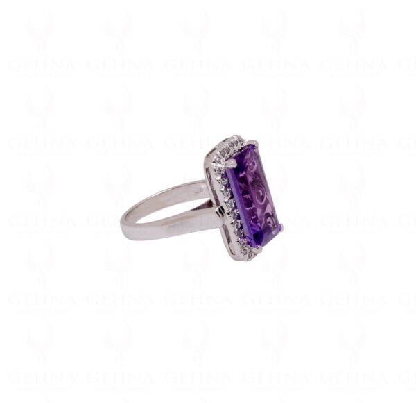 "Aaa" Quality Amethyst Gemstone Studded 925 Sterling Silver Cocktail Ring SR-1016