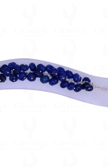 Blue Sapphire Gemstone Melon Shape Bead Bracelet BS-1017