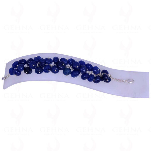 Blue Sapphire Gemstone Melon Shape Bead Bracelet BS-1017